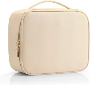 Vlando Toiletry Bag, Large Wash Bag, Travel Cosmetic Make-up Bag, Multi-compartment with Dividers for Cosmetics Makeup Brushes Toiletry Jewelry Accessories, Beige