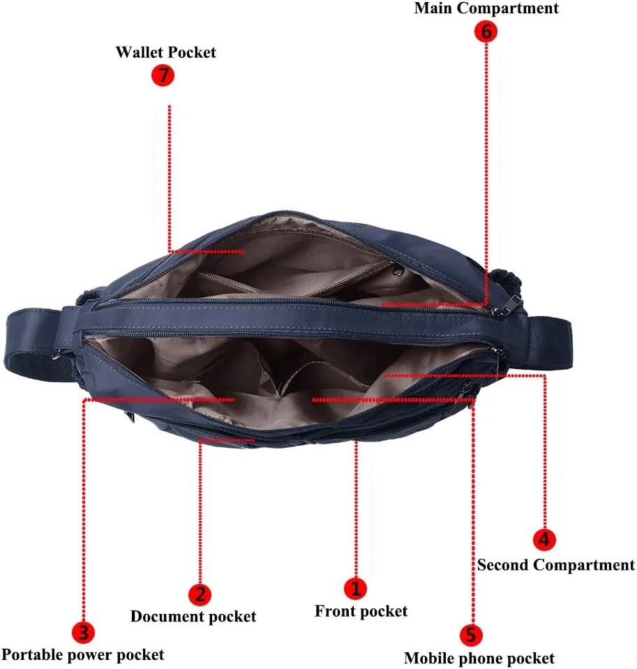 VOLGANIK ROCK Crossbody Purses for Women Shoulder Handbags Lightweight Waterproof Nylon Travel Bag Ladies Pocketbooks