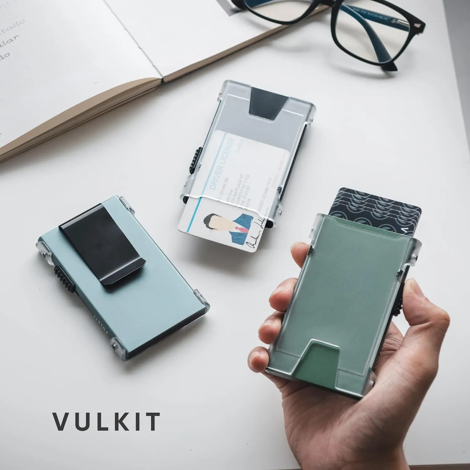 VULKIT Minimalist Wallet for Men, Pop Up Slim RFID Blocking Card Wallet, Metal RFID Credit Card Holder for Men, Aluminum Cardholder With ID Window, Thin Mens Wallet For Cards, Compact, Cool