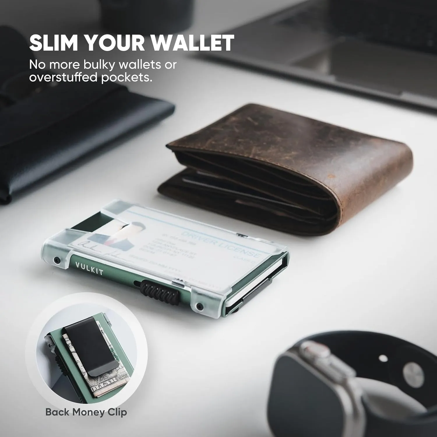 VULKIT Minimalist Wallet for Men, Pop Up Slim RFID Blocking Card Wallet, Metal RFID Credit Card Holder for Men, Aluminum Cardholder With ID Window, Thin Mens Wallet For Cards, Compact, Cool
