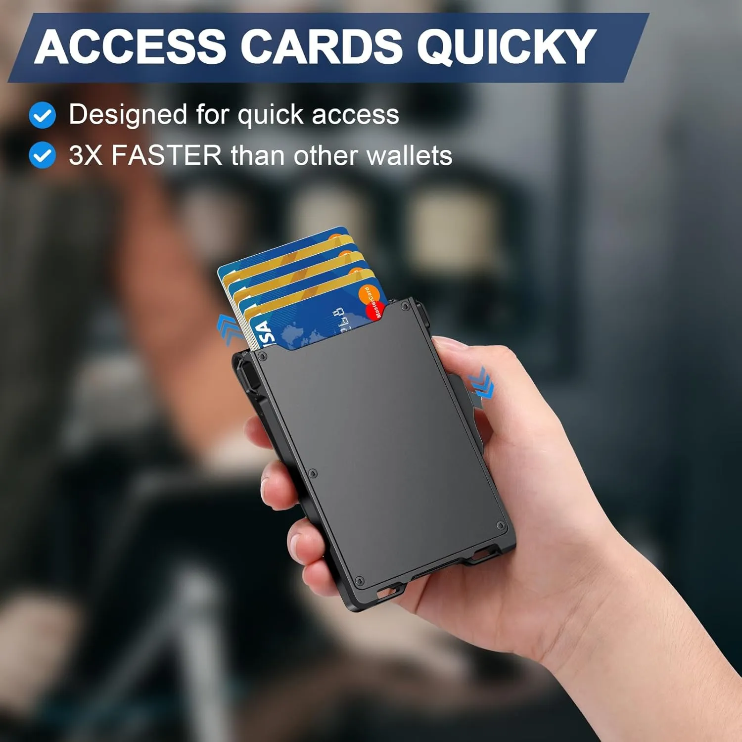 Wallet for Men, Minimalist Slim Mens Wallet with Money Clip, RFID Blocking Smart Pop Up Card Wallet with ID Window, Compact Bifold Wallet, Metal Aluminum Credit Card Holder