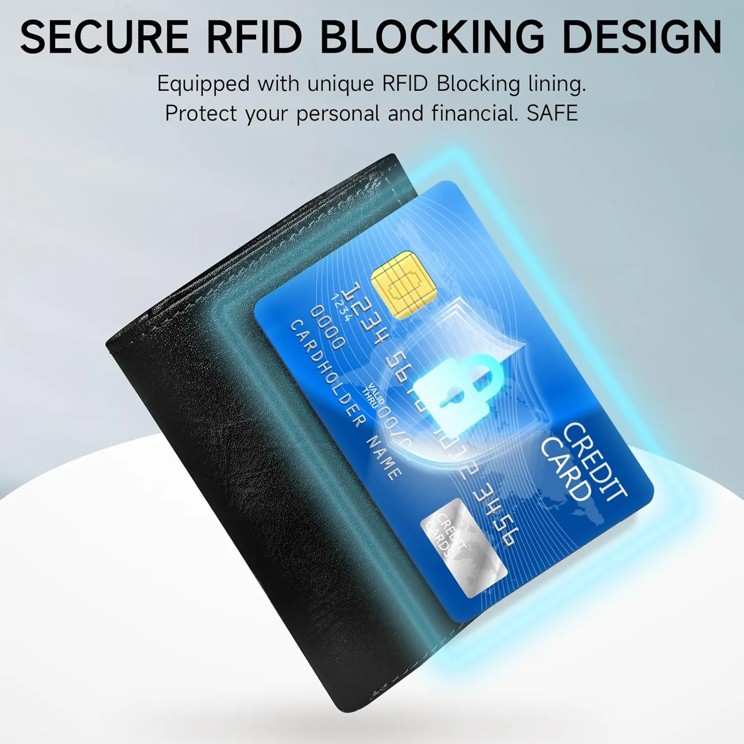 Wallet for Men Trifold RFID Blocking Credit Card Holder, Leather Compact Large Capacity Minimalist Mens Wallet Money Clip with ID Window 10 Credit Card Slots