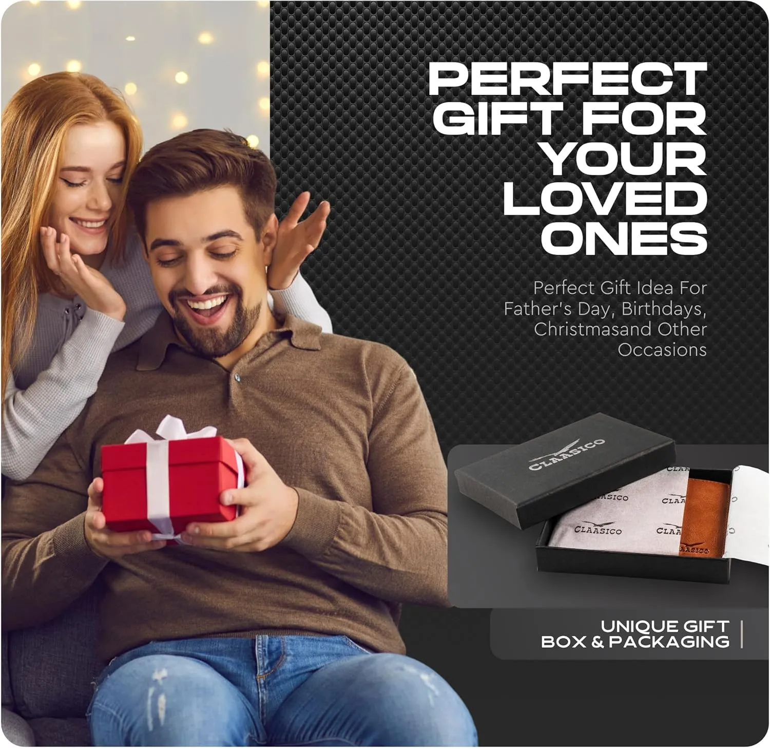 Wallet for Men’s - Genuine Leather Slim Bifold RFID Wallet - Gift for Men Packed in Stylish Gift Box