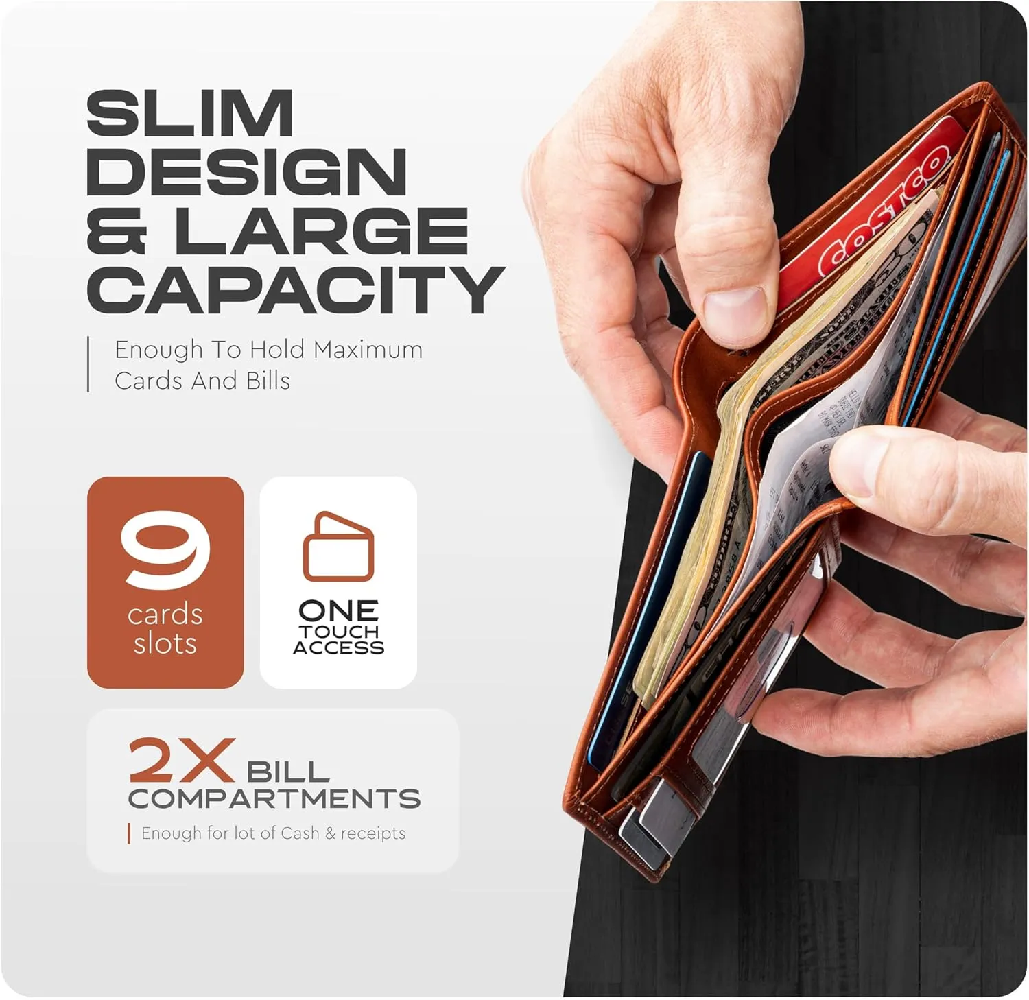 Wallet for Men’s - Genuine Leather Slim Bifold RFID Wallet - Gift for Men Packed in Stylish Gift Box