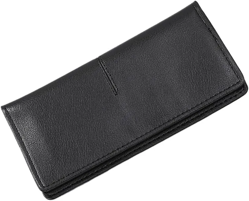 Wallet Women's Long Solid Color Simple Thin Wallet Multi Card Anti Demagnetization Retro Change Handbag Women(Black)