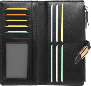 Wallets for Women Leather Large Size RFID Blocking Bifold Multi Card Wallet Case Credit Card Holder for Women with Zipper Pocket