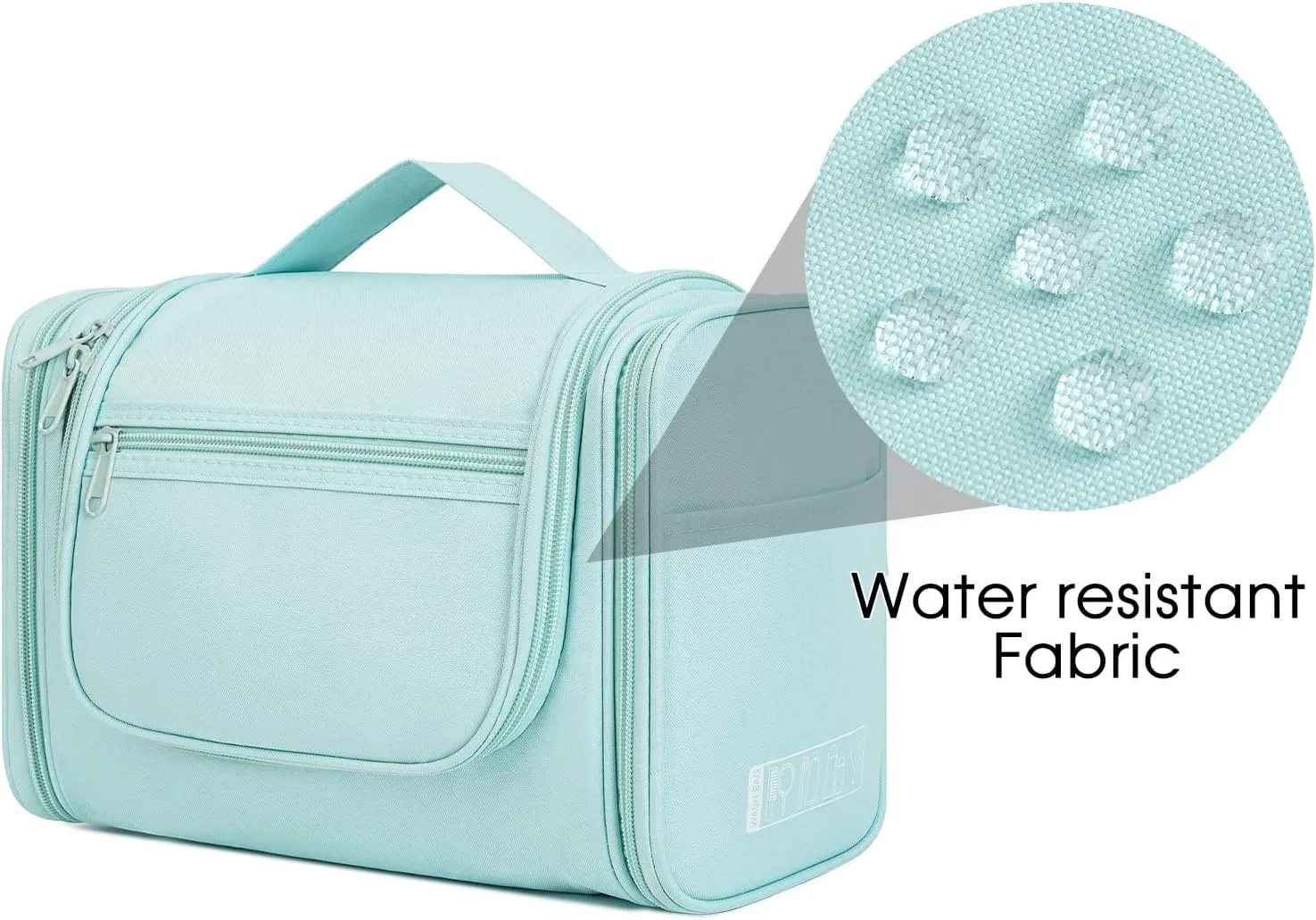 WANDF Large Hanging Toiletry Bag Travel Cosmetic Makeup Organizer Water-Resistant Shower Bathroom Bag for Women and Men (Mint Green)