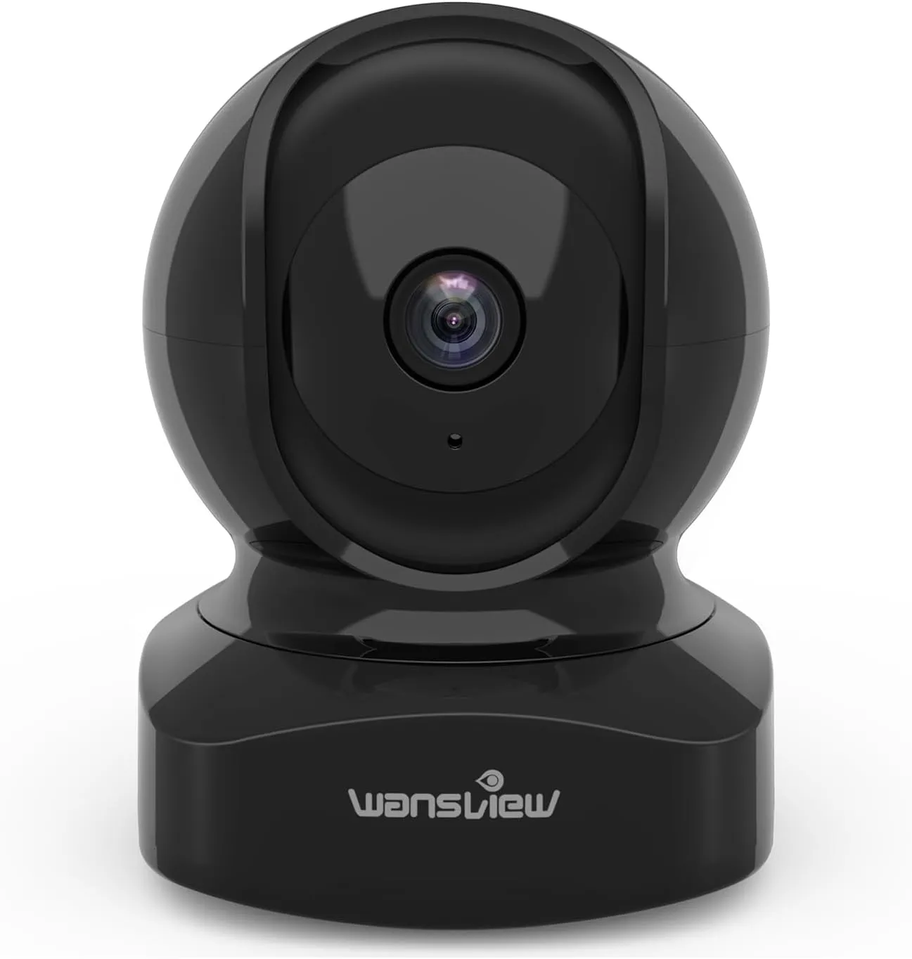 Wansview Security Camera Indoor, 360 Degree WiFi Home Security Cameras for Pet/Dog/Nanny, 2 Way Audio Night Vision, Works with Alexa, with TF Card Slot and Cloud, 2.4Ghz, Q5 (Black, 3MP)