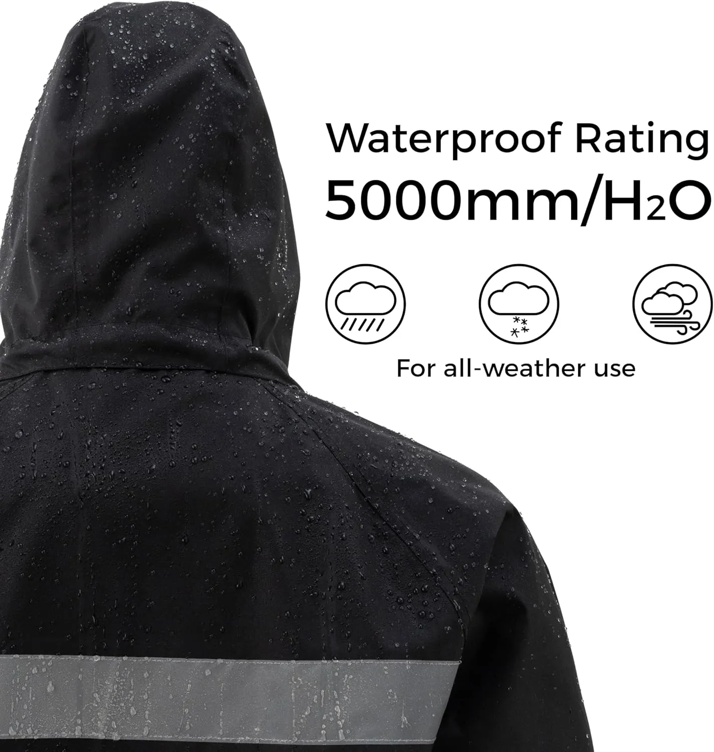 wantdo Mens Rain Jacket Waterproof with Hood Packable Long Rain Coat Lightweight Rainwear Raincoat