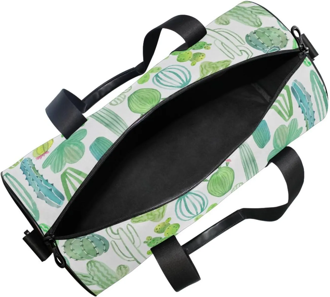 Watercolor Green Cactus Cacti Seamless Pattern on White Background Portable Gym Bag, Travel Bag, Luggage bag, Sports Bag, Toiletry Bag with Handles, Detachable Shoulder Strap 17.6 x 9 x 9 inch