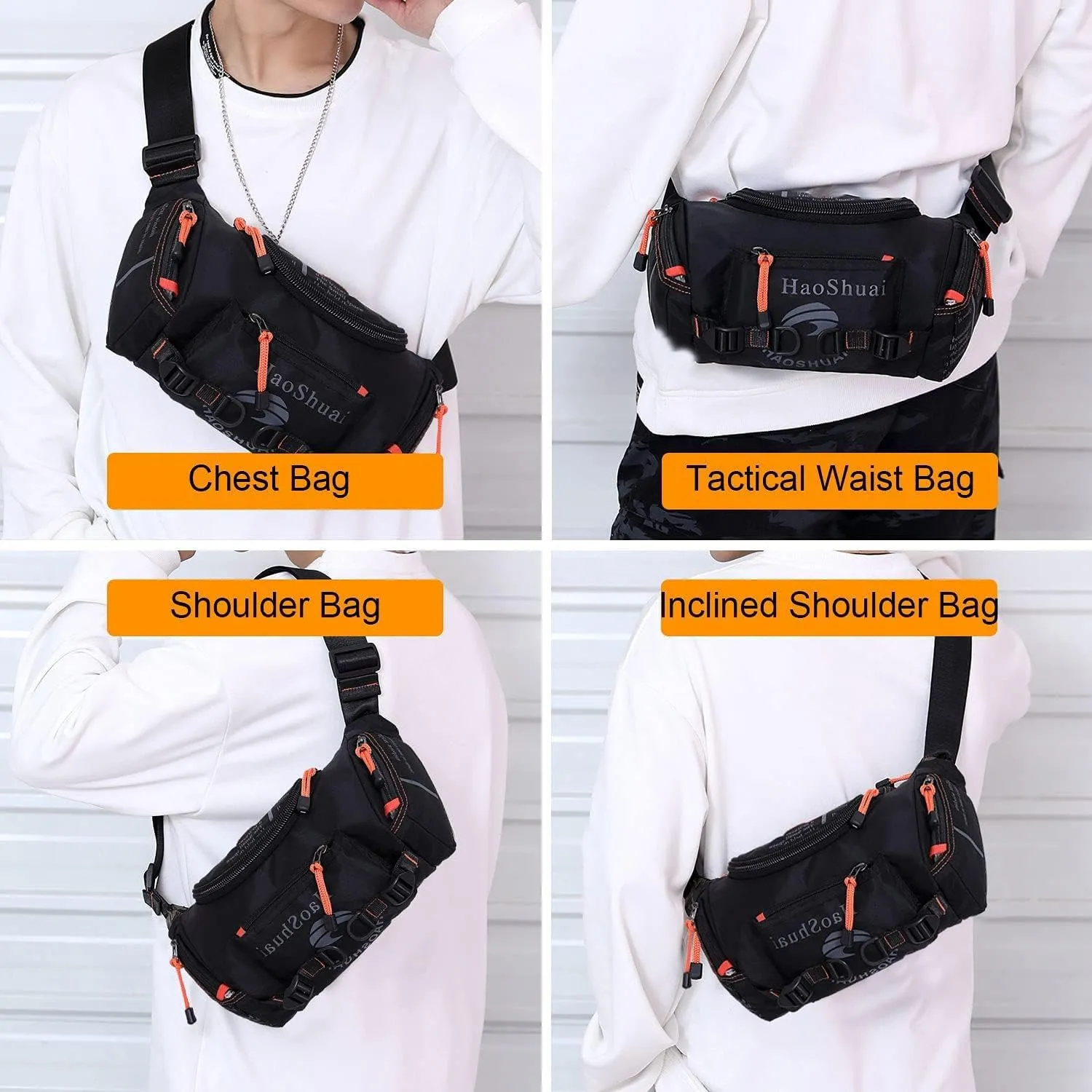 Waterproof Fanny Pack Crossbody Outdoor Waist Bag Pouch With Adjustable Strap Travel Hip Bag For Men Mountaineering,Hiking,Traveling, Camping, Cycling,Running (black)