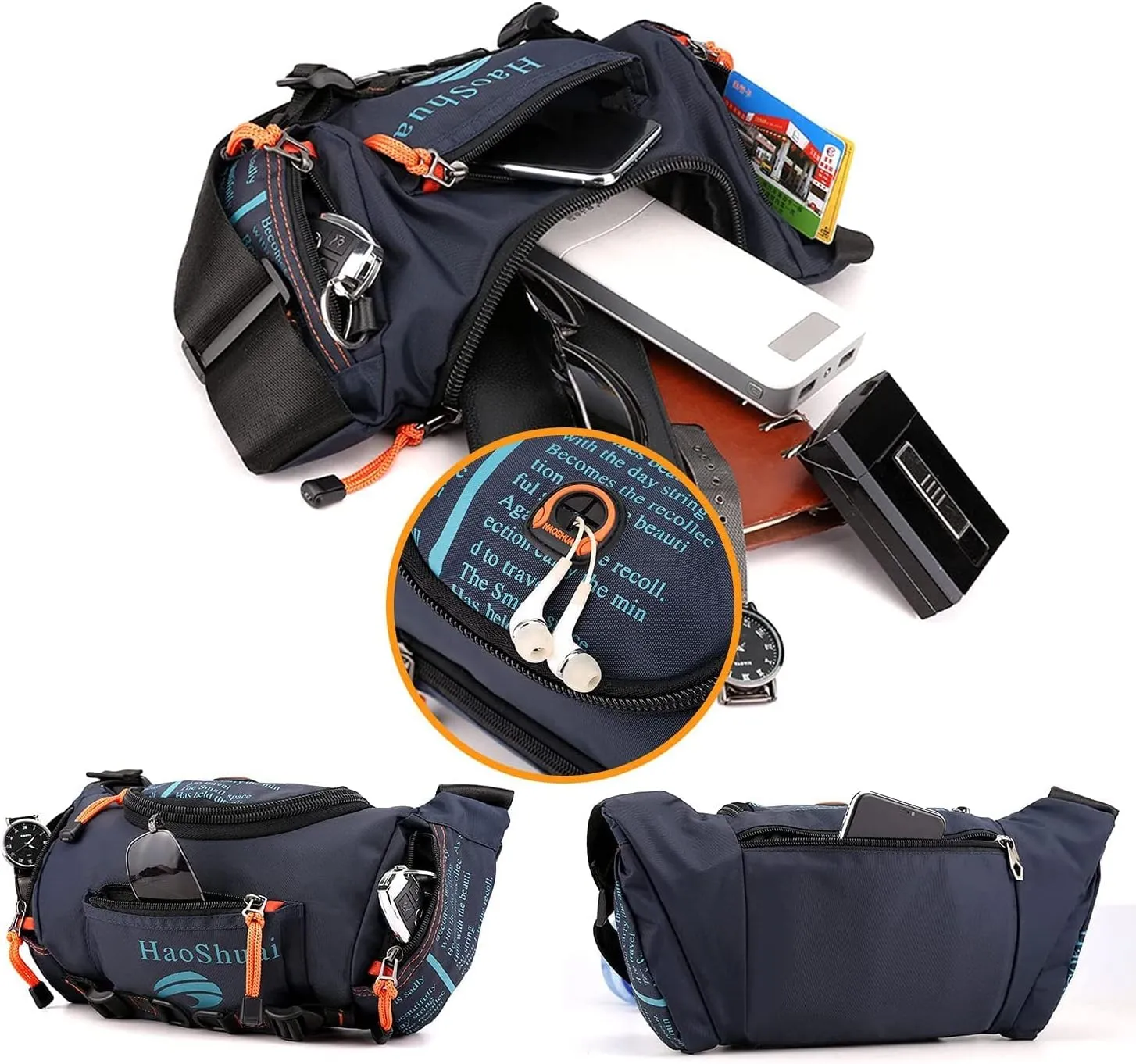 Waterproof Fanny Pack Crossbody Outdoor Waist Bag Pouch With Adjustable Strap Travel Hip Bag For Men Mountaineering,Hiking,Traveling, Camping, Cycling,Running (black)