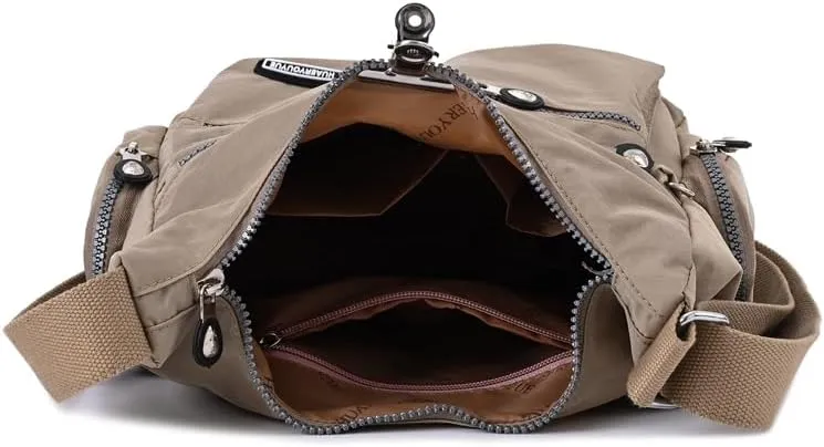Waterproof Nylon Crossbody Bag for Women Mulit-Pockets Shoulder Bag Travel Purses and Handbag