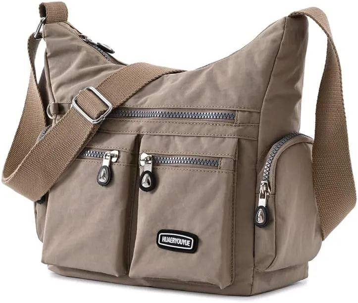 Waterproof Nylon Crossbody Bag for Women Mulit-Pockets Shoulder Bag Travel Purses and Handbag