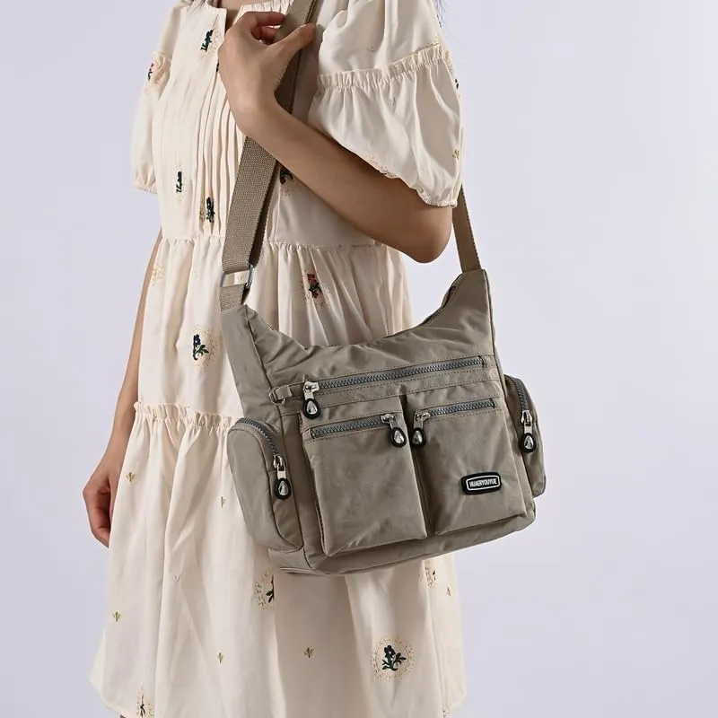 Waterproof Nylon Crossbody Bag for Women Mulit-Pockets Shoulder Bag Travel Purses and Handbag