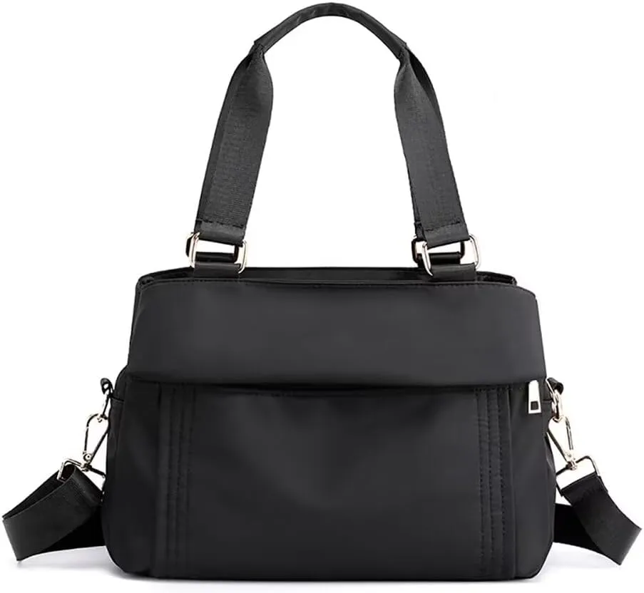 Waterproof Nylon Handbag for Women Multi-pocket Tote Purse Casual Shoulder Bag Roomy Crossbody Bag Top Handle Satchel