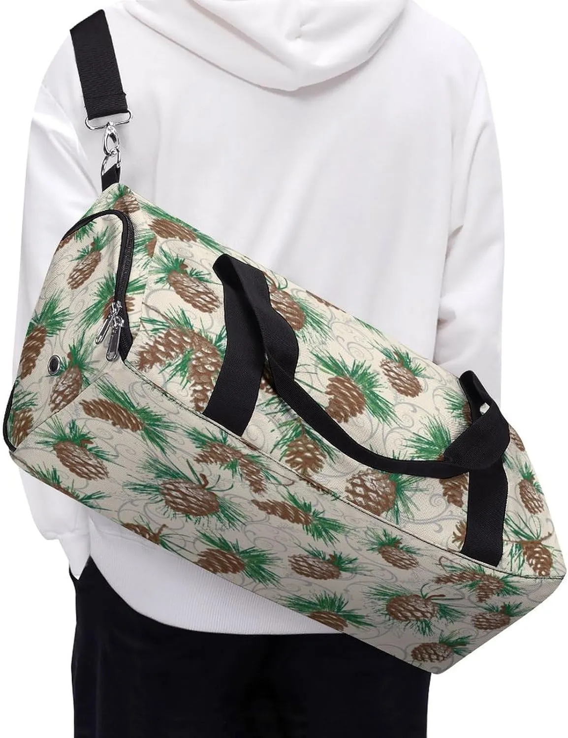 Waterproof Pinecone Travel Duffel Bag with Shoe Compartment Gym Weekender