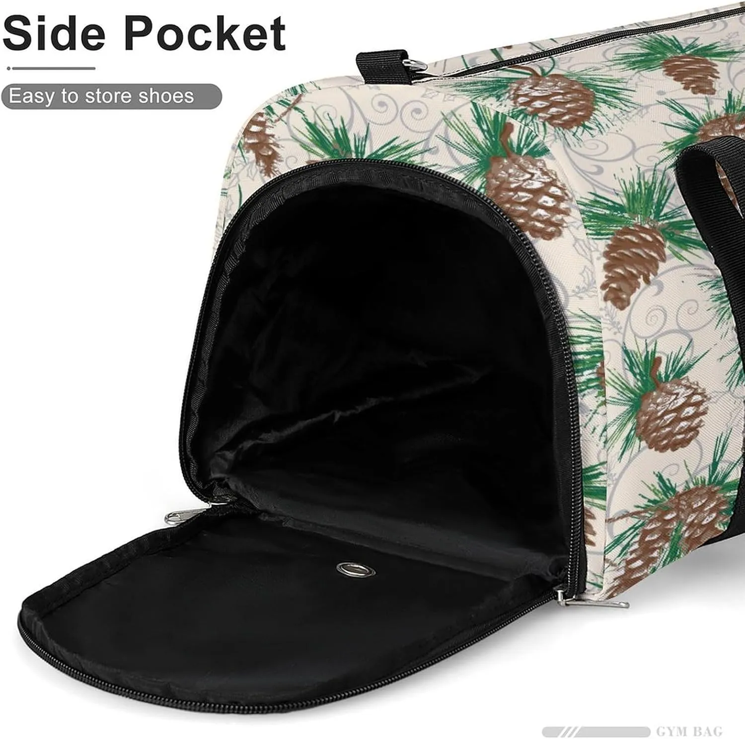 Waterproof Pinecone Travel Duffel Bag with Shoe Compartment Gym Weekender