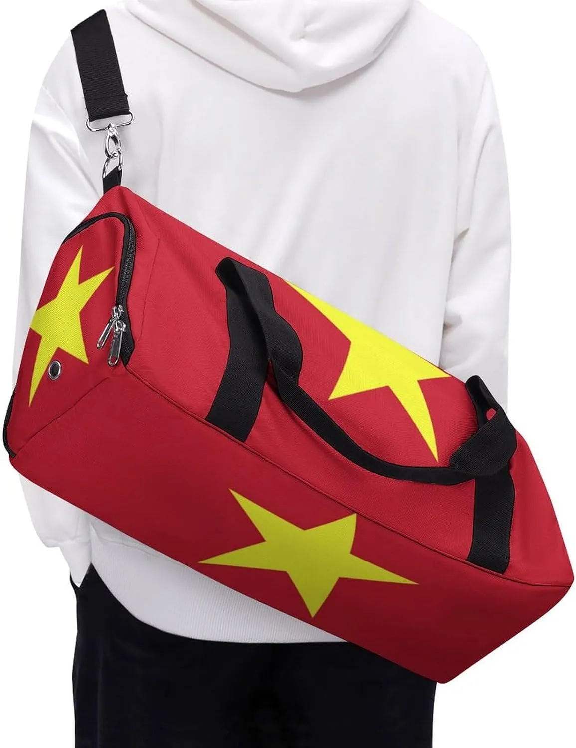 Waterproof Travel Duffel Bag Vietnam Flag for Men Women Shoe Compartment