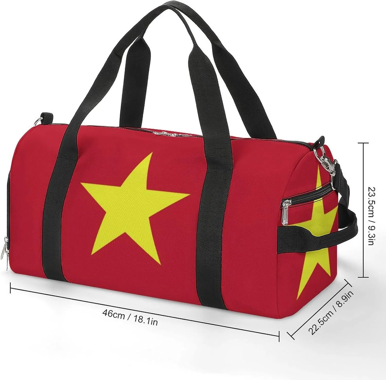Waterproof Travel Duffel Bag Vietnam Flag for Men Women Shoe Compartment