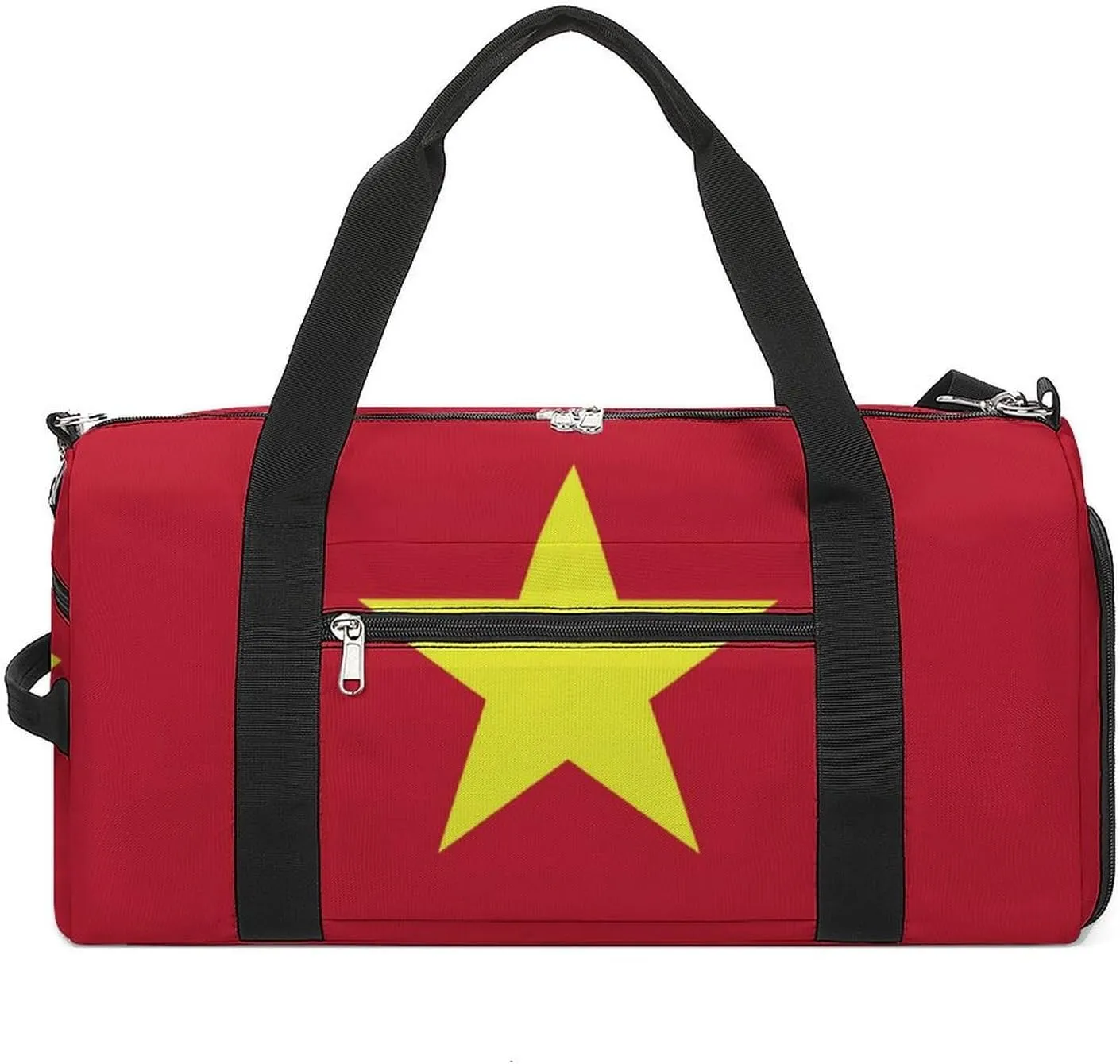 Waterproof Travel Duffel Bag Vietnam Flag for Men Women Shoe Compartment
