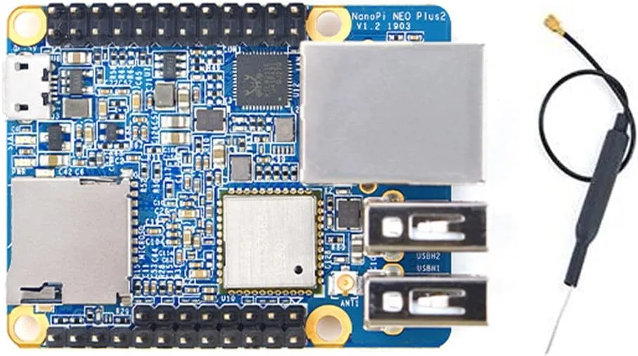 WayPonDEV NanoPi NEO Plus2 Open Source 64-bit Mali450 GPU DDR3 Allwinner H5 Single Board Computer Super Tiny ARM Board Support Ubuntu Linux Armbian (512MB RAM 8GB eMMC)