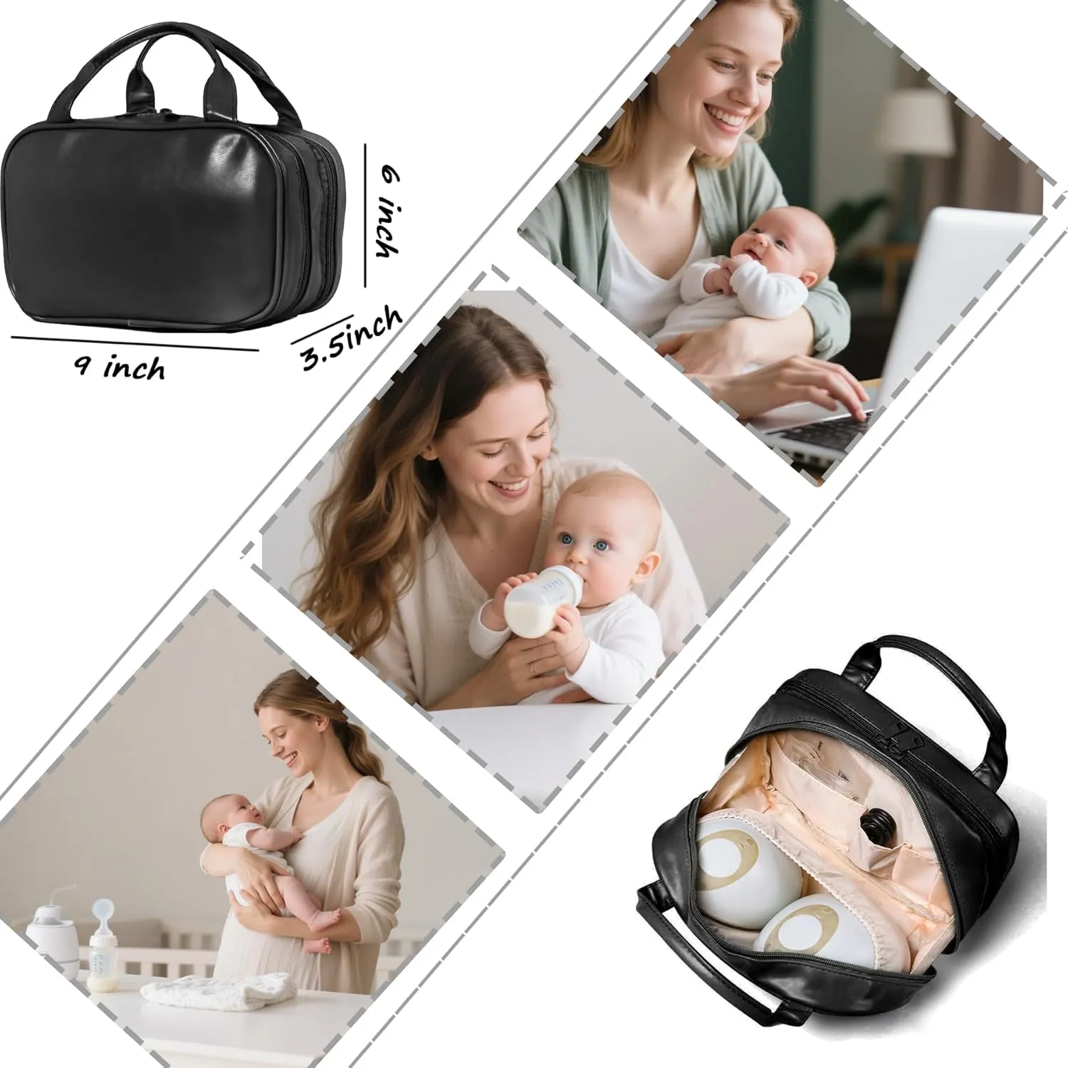 Wearable Breast Pump Bag, Mini Pumping Pouch Carrying Case for Breastfeeding Mom Double Breast Pump and Diaper Bag Accessories (Black)