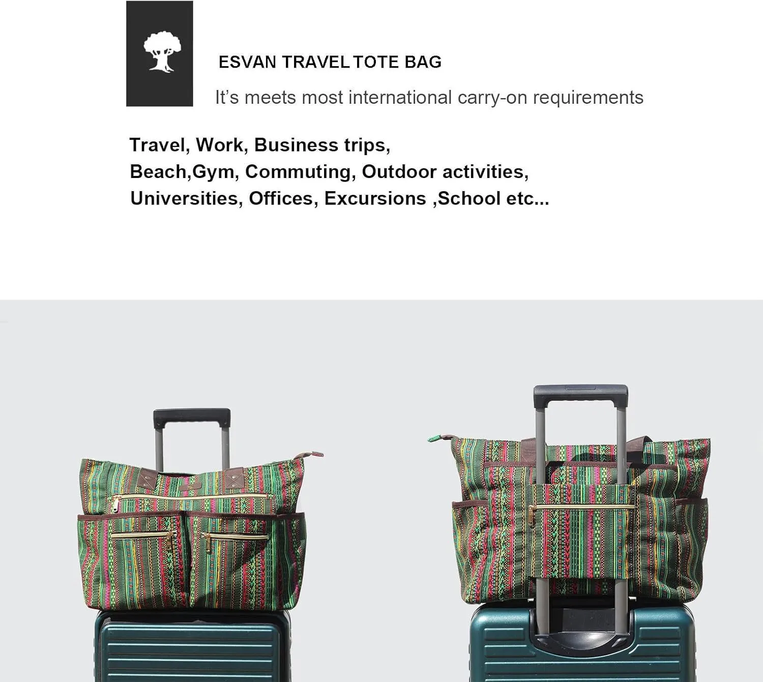 Weekender Bag Carry On Bag Overnight Tote Travel Duffle with 13 Pockets for Travel,Work，Gym,Beach,Teacher,Nurse