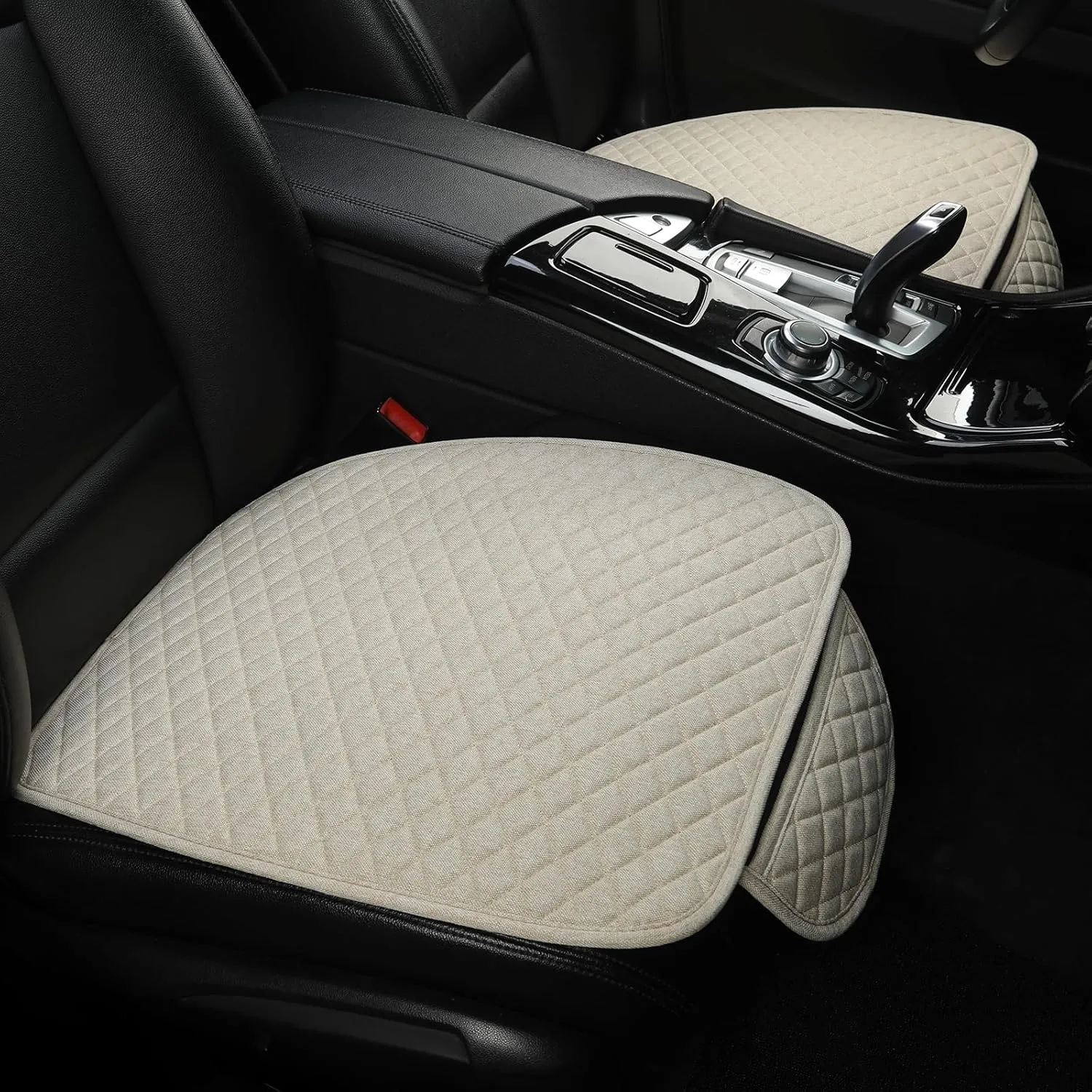 West Llama Linen Car Seat Covers,Bottom Seat Covers for Cars Include 1 Pair Front Driver Seat Pad Mat and 1 Rear Bench Cover Universal Fits 90% Vehicles,SUVs,Cars,Sedans(3Piece-Beige)