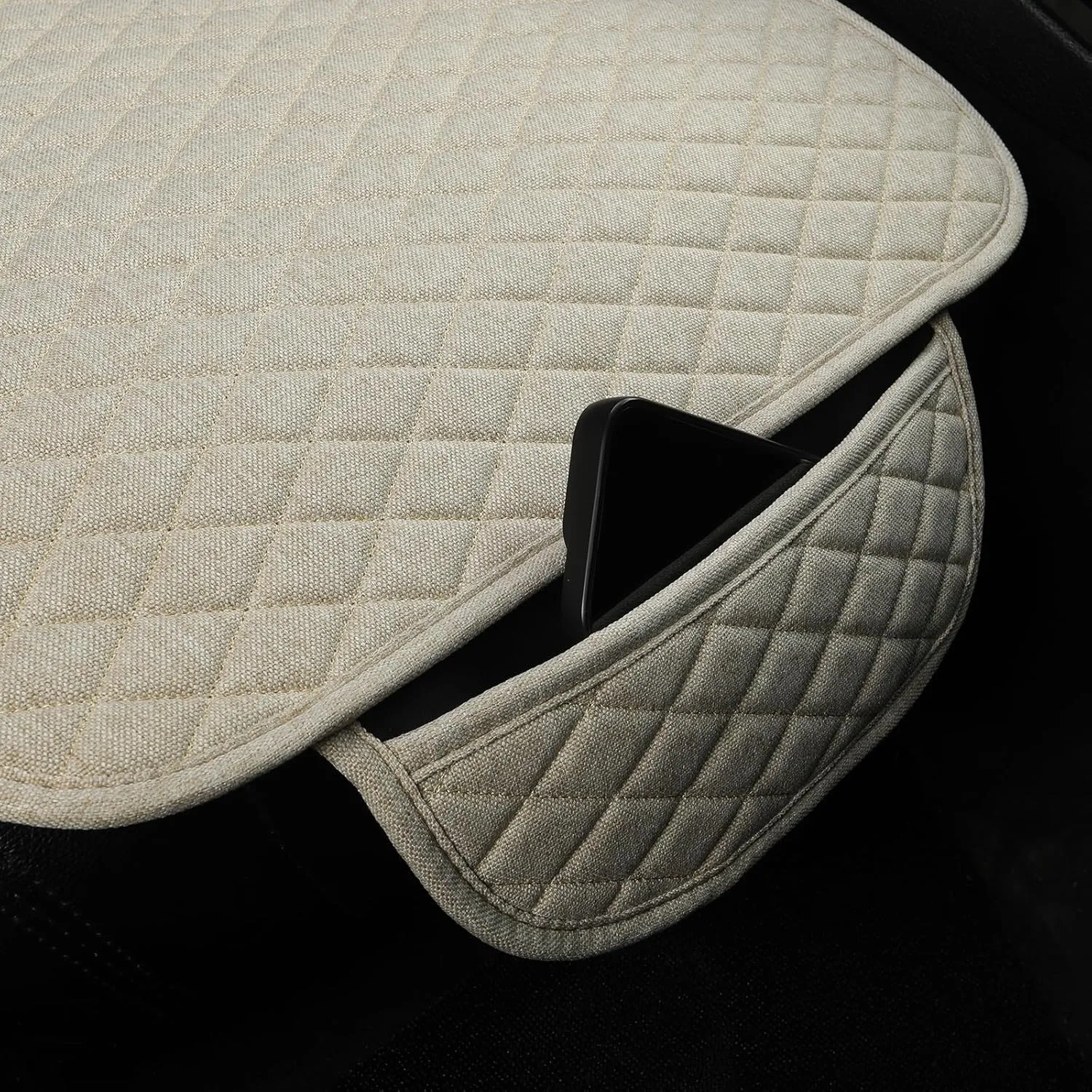 West Llama Linen Car Seat Covers,Bottom Seat Covers for Cars Include 1 Pair Front Driver Seat Pad Mat and 1 Rear Bench Cover Universal Fits 90% Vehicles,SUVs,Cars,Sedans(3Piece-Beige)