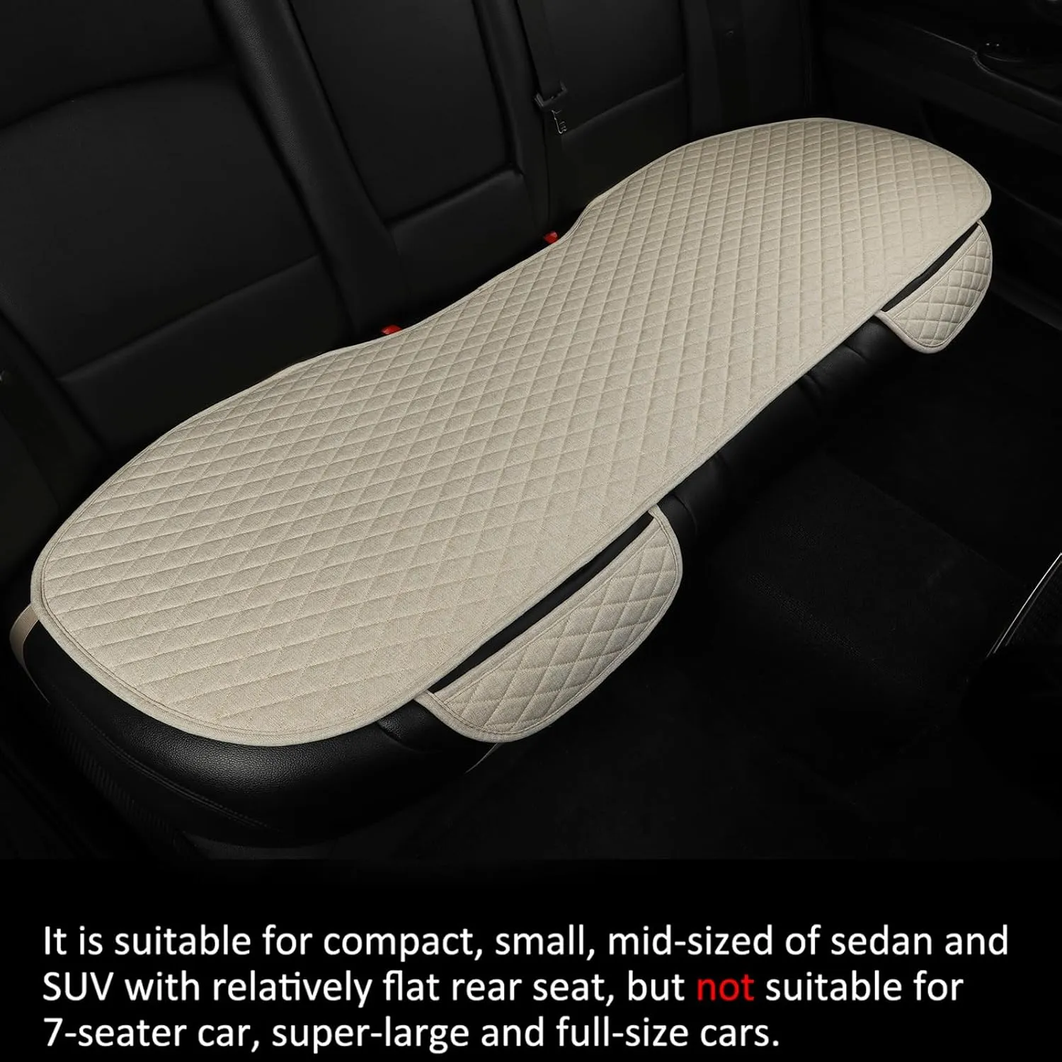 West Llama Linen Car Seat Covers,Bottom Seat Covers for Cars Include 1 Pair Front Driver Seat Pad Mat and 1 Rear Bench Cover Universal Fits 90% Vehicles,SUVs,Cars,Sedans(3Piece-Beige)