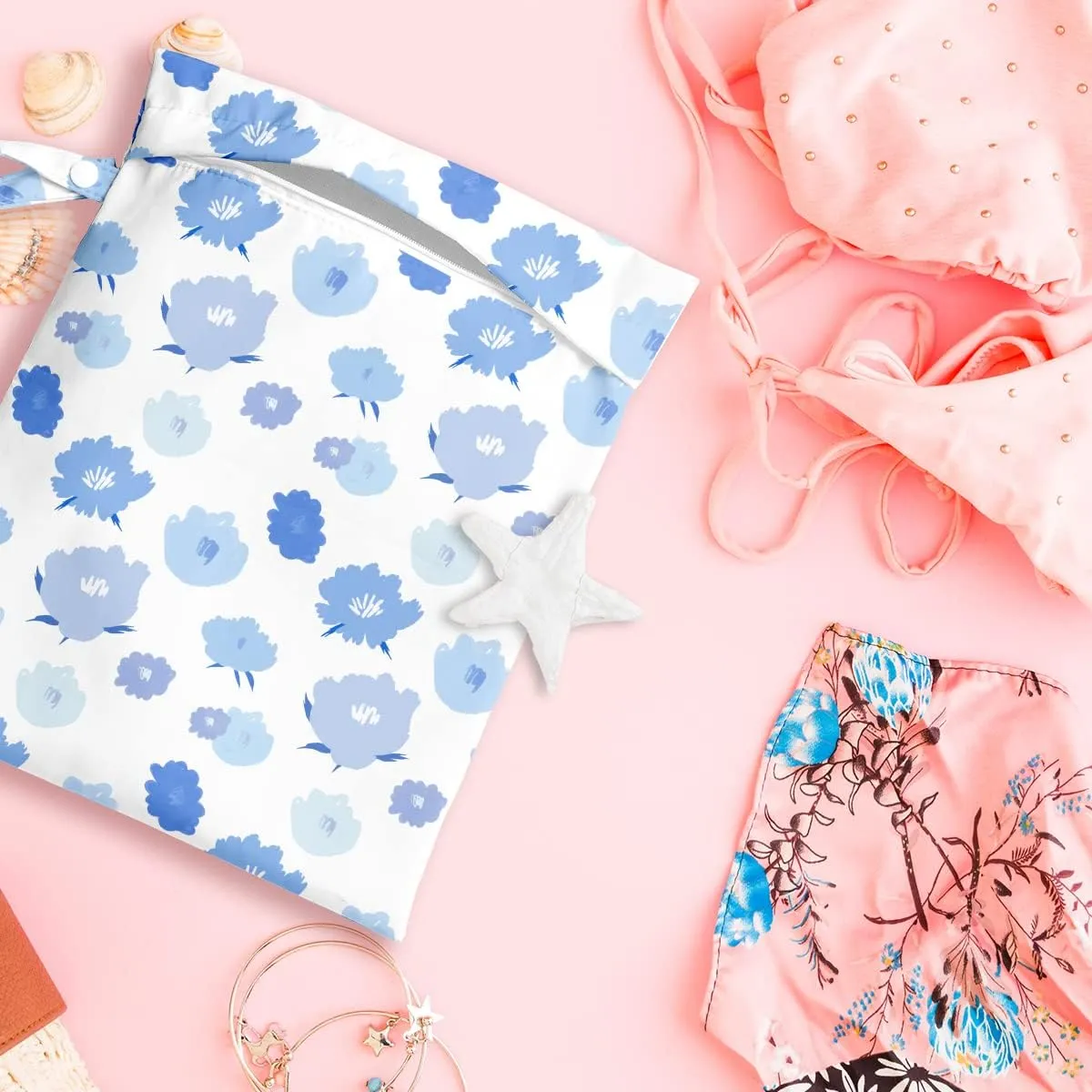 Wet Bag, Wet Dry Bag, Wet Bag for Swimsuit, Travel, Beach, Pool, Diapers, Dirty Yoga Gym Clothes, Toiletries, Makeup Bag, Waterproof Reusable Cute Daisy Floral Flower