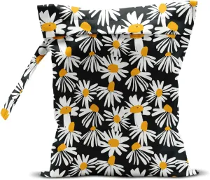 Wet Bag, Wet Dry Bag, Wet Bag for Swimsuit, Travel, Beach, Pool, Diapers, Dirty Yoga Gym Clothes, Toiletries, Makeup Bag, Waterproof Reusable Cute Daisy Floral Flower
