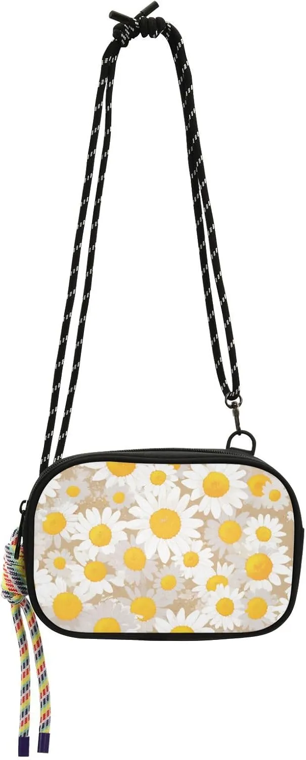 White Romantic Daisies Small Purse Crossbody for Womens Fashion with Adjustable Strap Women's Shoulder Handbags Go shopping bolsos negros para mujeres