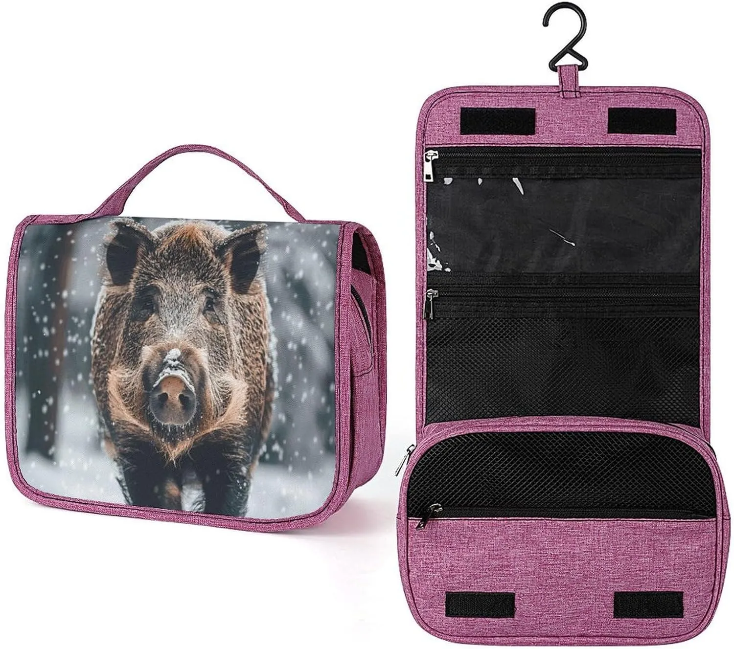 Wild Boar Travel Toiletry Bag for Women,Hanging Toiletry Organizer with Hook, Makeup Bag Travel Organizer for Shampoo,Toiletriesl