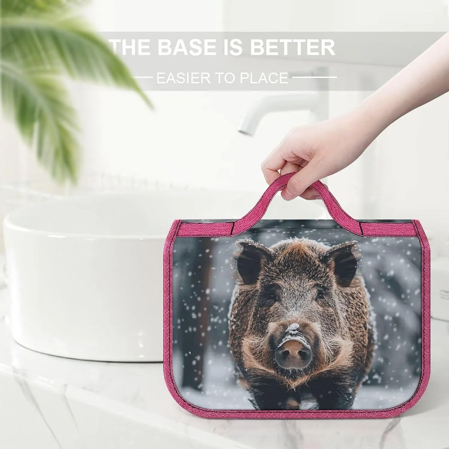 Wild Boar Travel Toiletry Bag for Women,Hanging Toiletry Organizer with Hook, Makeup Bag Travel Organizer for Shampoo,Toiletriesl