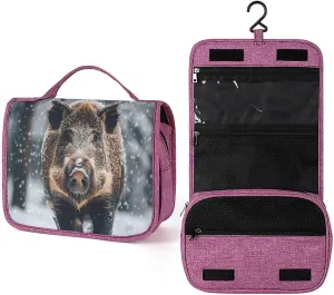 Wild Boar Travel Toiletry Bag for Women,Hanging Toiletry Organizer with Hook, Makeup Bag Travel Organizer for Shampoo,Toiletriesl