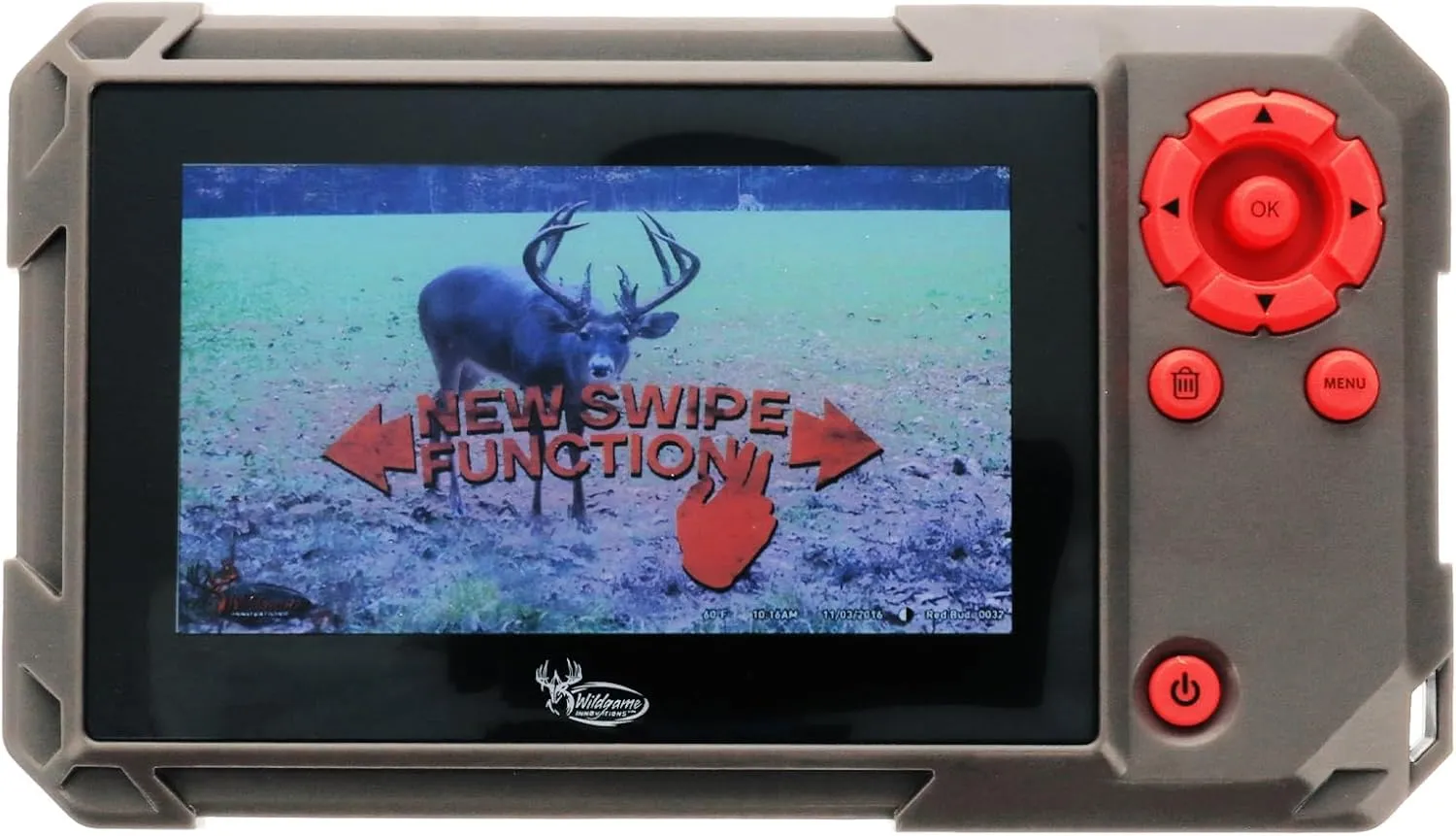 WILDGAME INNOVATIONS Trail Pad Swipe | VU60 SD Card Viewer for Hunting & Wildlife Observation | Compact Water-Resistant Memory Card Reader with 4.3" Touch Screen, Dark Green