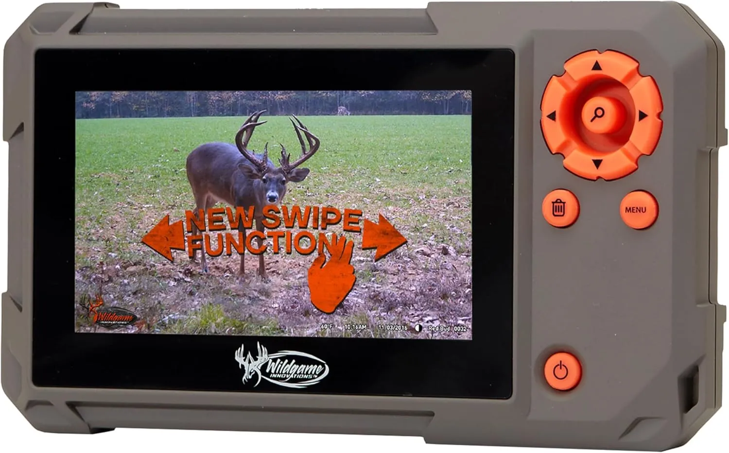 WILDGAME INNOVATIONS Trail Pad Swipe | VU60 SD Card Viewer for Hunting & Wildlife Observation | Compact Water-Resistant Memory Card Reader with 4.3" Touch Screen, Dark Green