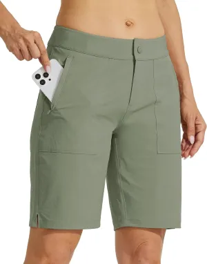 Willit Women's Golf Hiking Shorts 9" Quick Dry Athletic Long Casual Summer Shorts Zipper Pockets Water Resistant Lightweight