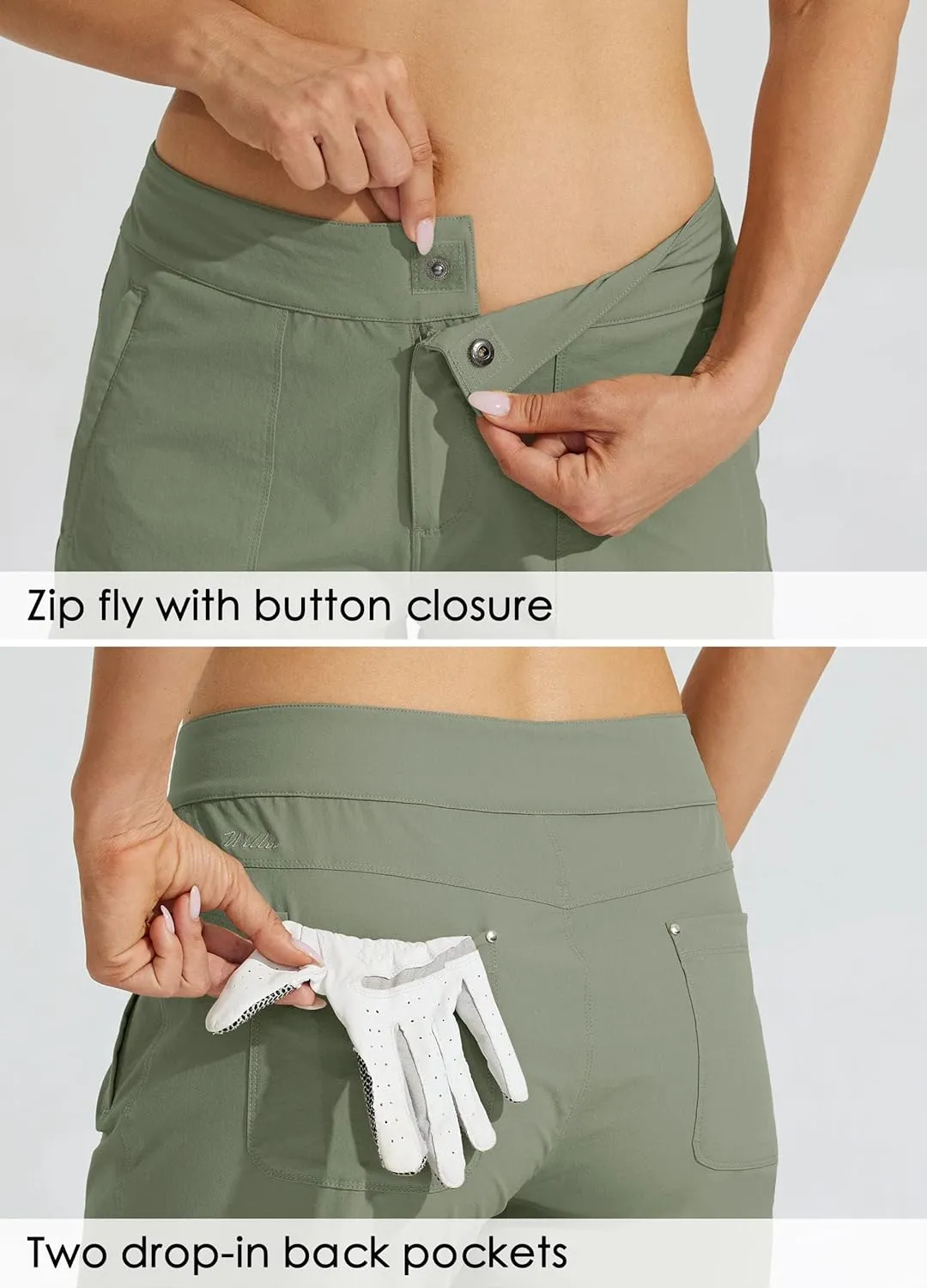 Willit Women's Golf Hiking Shorts 9" Quick Dry Athletic Long Casual Summer Shorts Zipper Pockets Water Resistant Lightweight