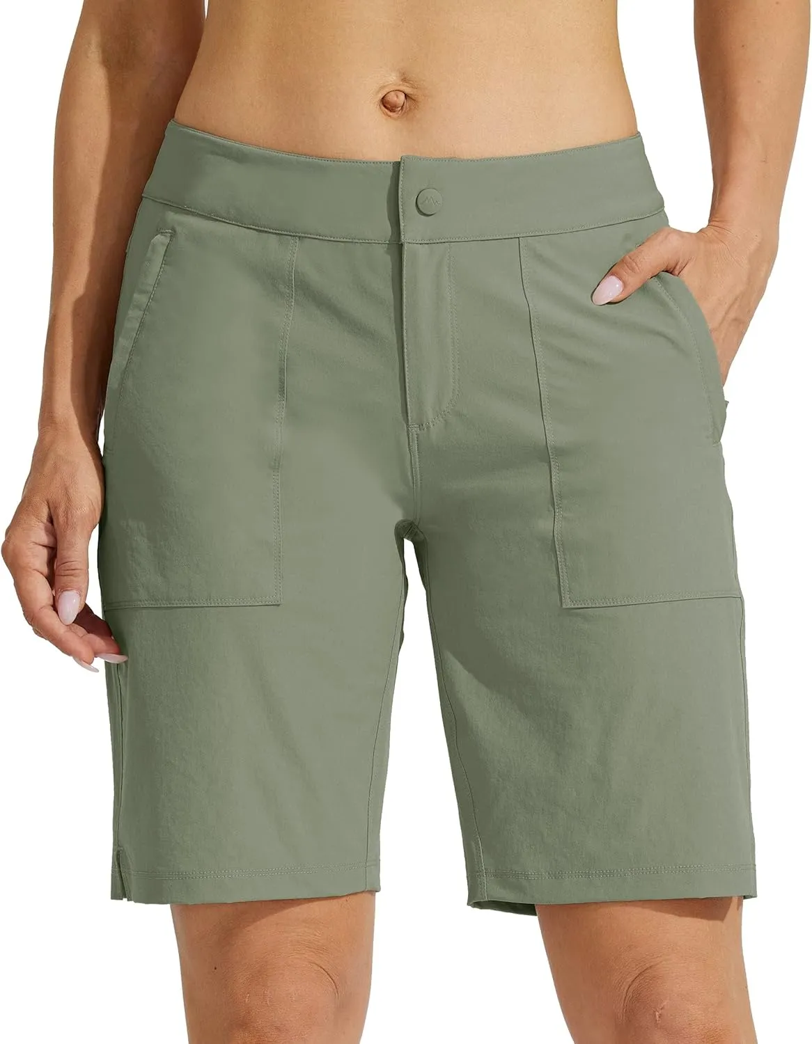 Willit Women's Golf Hiking Shorts 9" Quick Dry Athletic Long Casual Summer Shorts Zipper Pockets Water Resistant Lightweight