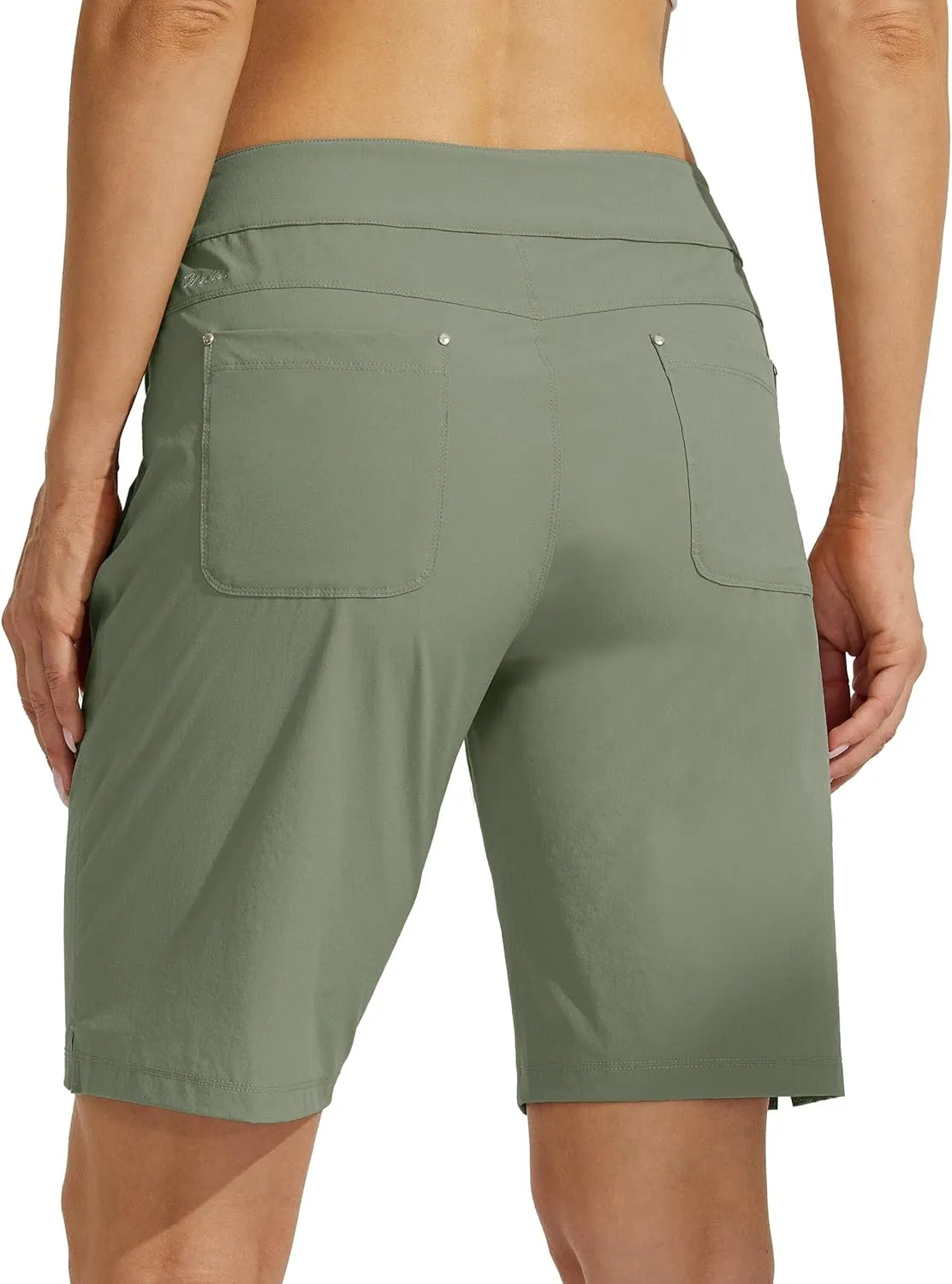 Willit Women's Golf Hiking Shorts 9" Quick Dry Athletic Long Casual Summer Shorts Zipper Pockets Water Resistant Lightweight
