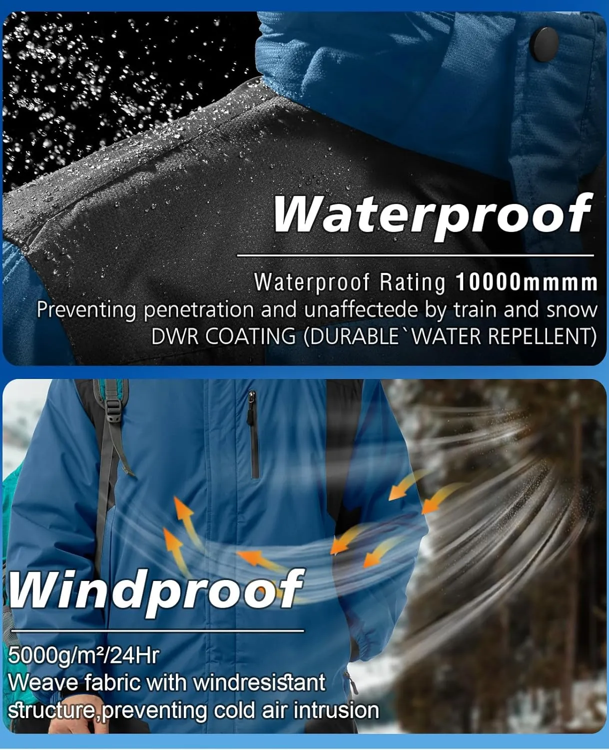 Winter Jackets Coats for Men Waterproof Ski Snow Coat