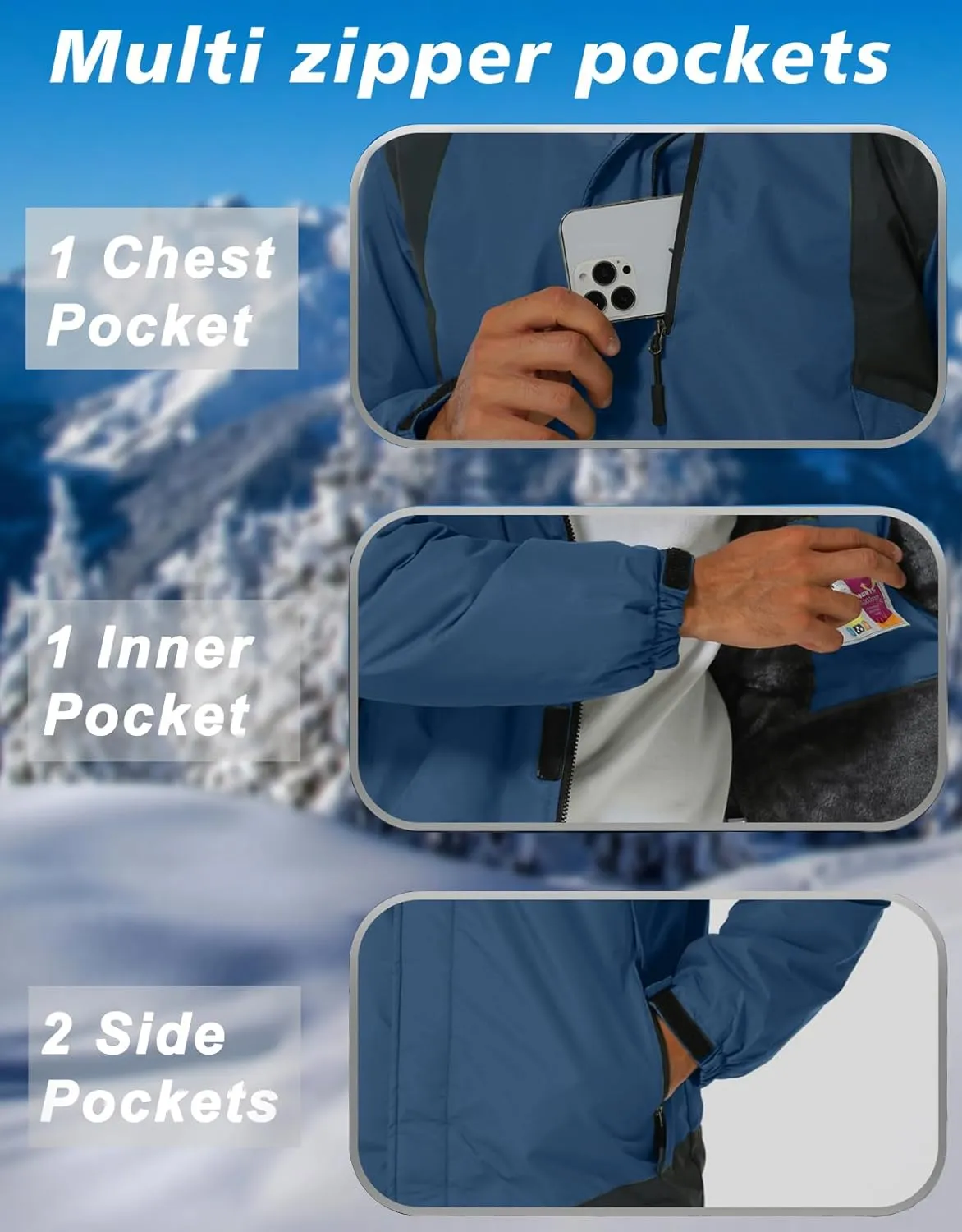 Winter Jackets Coats for Men Waterproof Ski Snow Coat