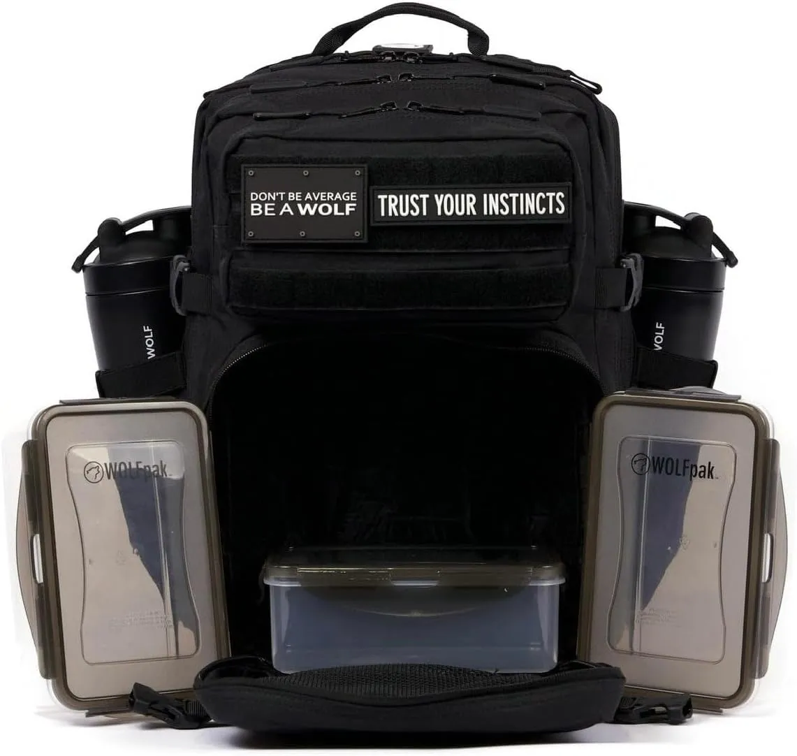 WOLFpak 35L Backpack Meal Prep Management (Alpha Black) Lunch Box, Cooler, Travel, Insulated Bag, Daypack