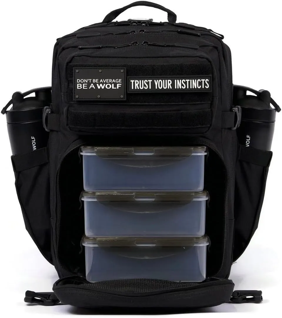 WOLFpak 35L Backpack Meal Prep Management (Alpha Black) Lunch Box, Cooler, Travel, Insulated Bag, Daypack