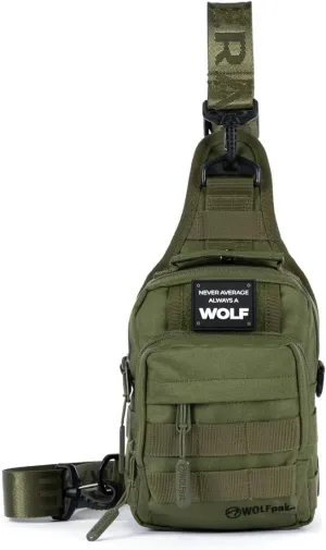 WOLFpak 4L Mini Tactical Sling Bag (OD Green) – Compact Crossbody Backpack for Gym, Travel & EDC – Tactical Shoulder Bag with Multiple Pockets – Lightweight, Durable Sling Pack for Men & Women