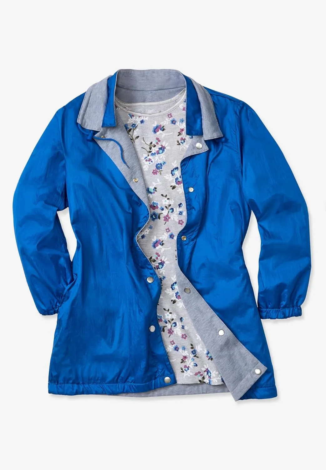 Woman Within Plus Size Fleece Nylon Reversible Jacket