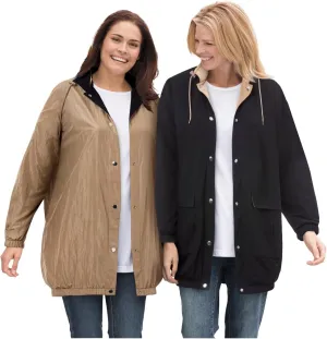 Woman Within Plus Size Fleece Nylon Reversible Jacket